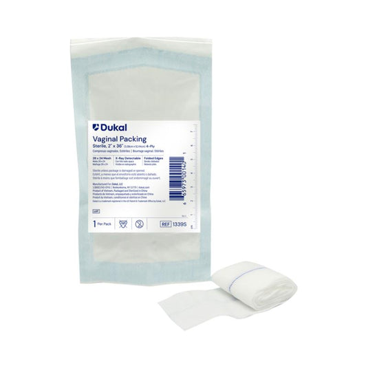 Sterile Vaginal Packing with X-Ray Detectable Filament, 4-Ply, 2" x 36"