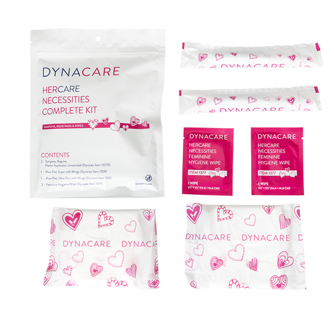 HER Care Necessities Complete Kit, Tampons, Pads and Wipes