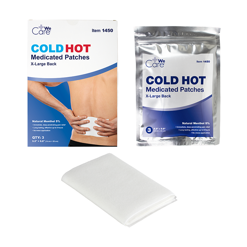 Cold Hot Medicated Patches - XL Back, 5.5" x 9.8" (14cm x 25 cm)