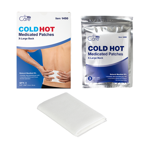 Cold Hot Medicated Patches - XL Back, 5.5" x 9.8" (14cm x 25 cm)