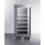15" wide built-in wine cellar with seamless stainless steel door trim