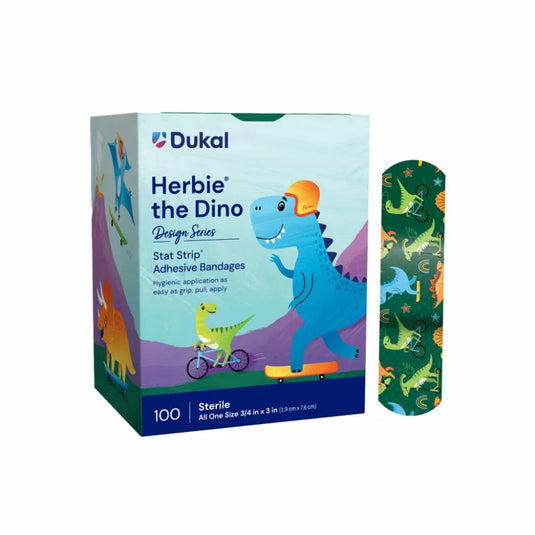 Design Series Herbie® the Dino Adhesive Bandages with Stat Strip® Technology, ¾” x 3”