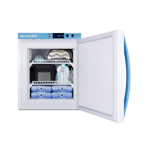 Accucold MomCube breast milk refrigerator-freezer for home use (Model CP34BSSMC)