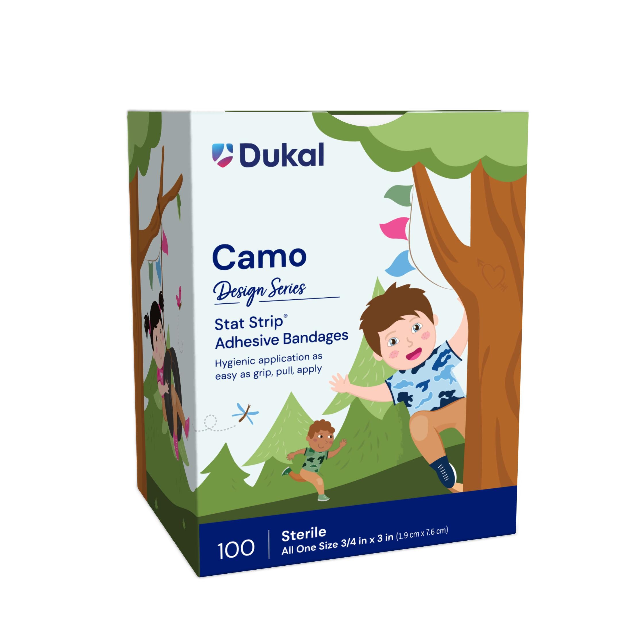 Camouflage Stat StripÂ® Adhesive Bandages 3/4 x 3, Blue/Pink Camo