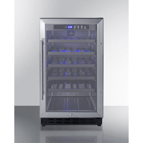 Accucold 18" wide ADA compliant wine cellar for built-in or freestanding use, with digital controls, lock, and LED