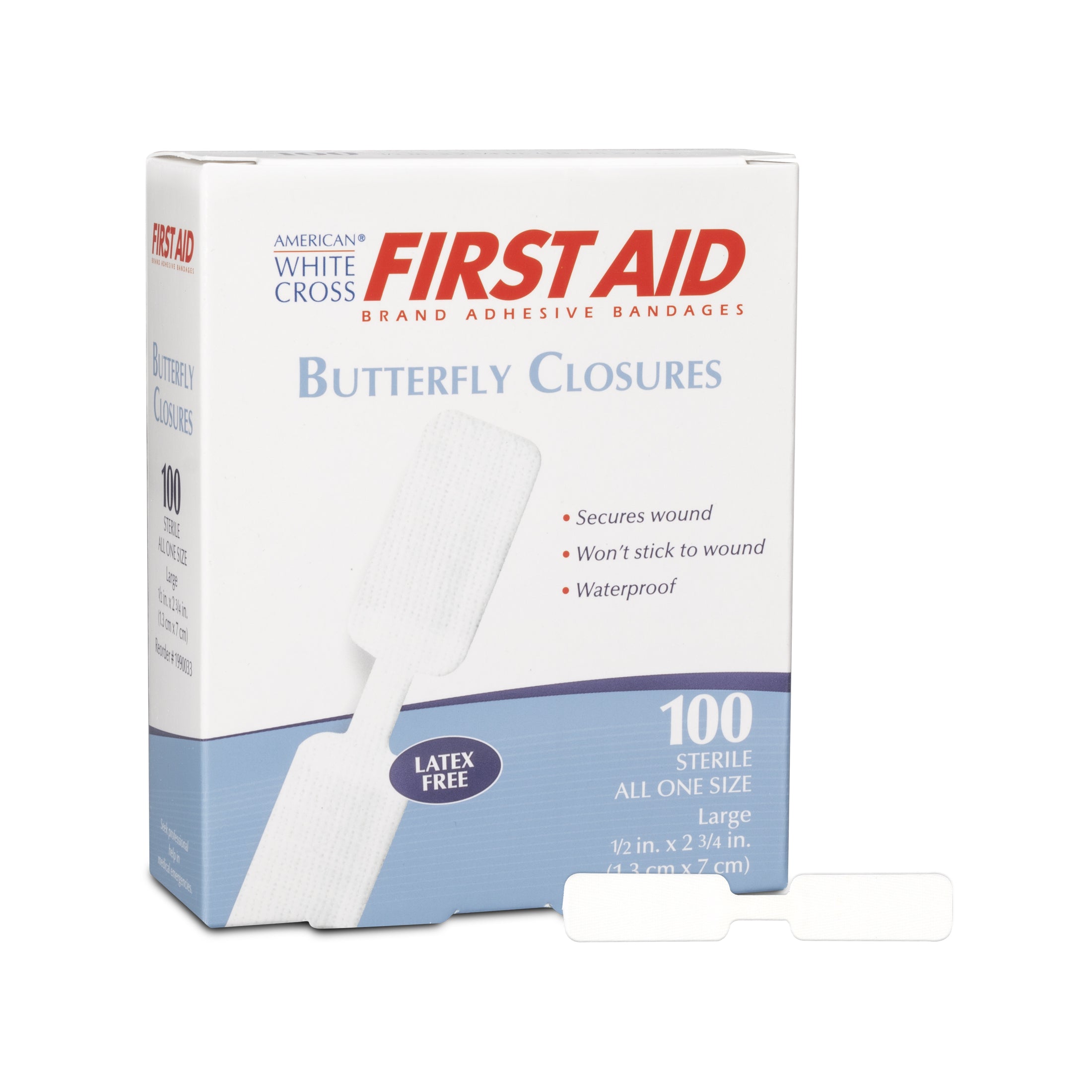Butterfly Adhesive Bandages 1/2 x 2-3/4, Large - 1990033