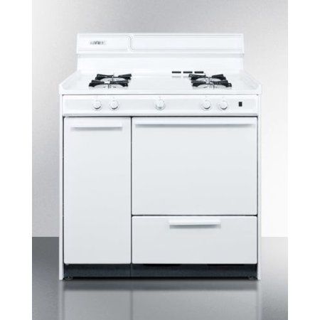 20" wide gas range in white with open burners and spark ignition
