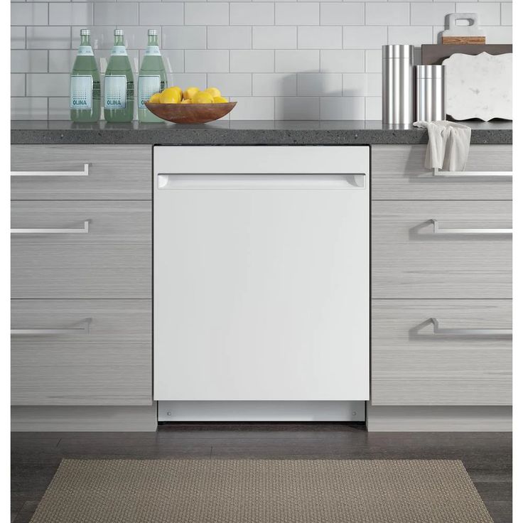 24" wide ENERGY STAR certified ADA height dishwasher in white with top-mount controls Main image