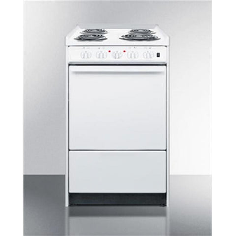 Accucold 20" Wide Slide-in Style Electric Coil Top Range in White with Oven Window