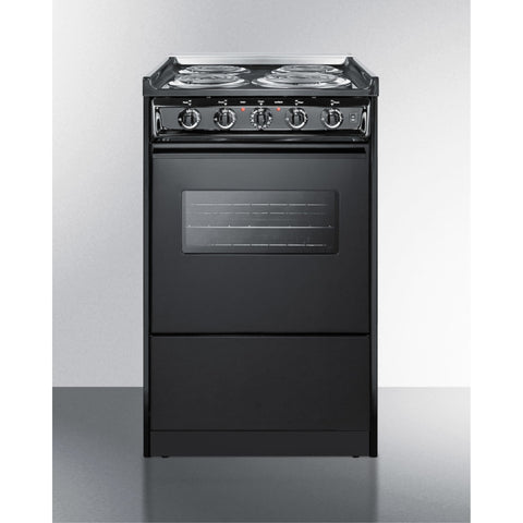 Accucold 20" Wide Slide-in Style Electric Coil Range in Black with Window