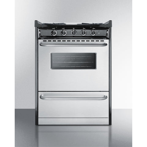 Accucold 24" Wide Slide-in Style Gas Range in Stainless Steel, Open Burners