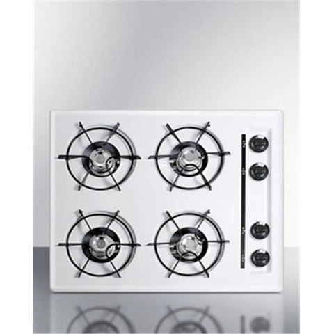 Accucold 24" Wide Open Burner Gas Cooktop in White with Spark Ignition