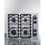 24" wide gas cooktop with four sealed burners, chrome surface, and cast iron grates; made in the USA
