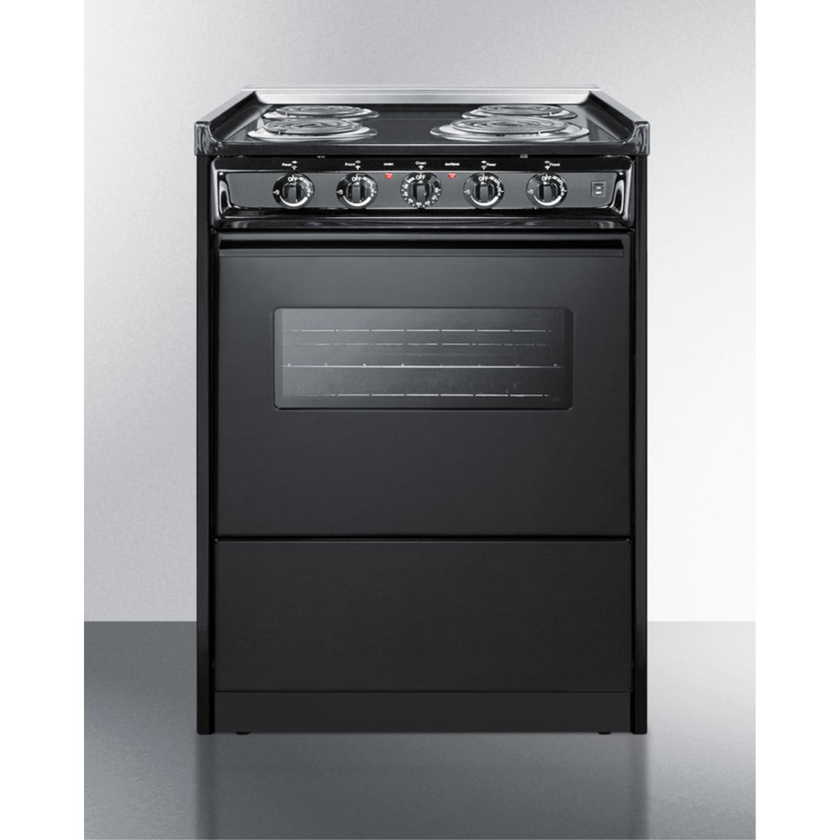 Accucold 24" Wide Slide-in Style Electric Coil Range in Black with Window (Model TEM610CW)