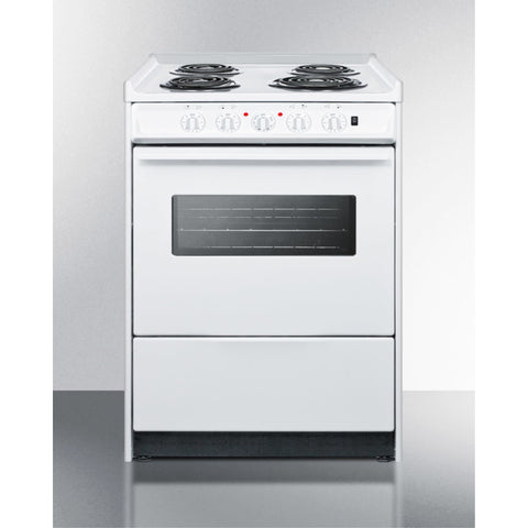 Accucold 24" Wide Electric Coil Top Range in White with Oven Window and High Backguard