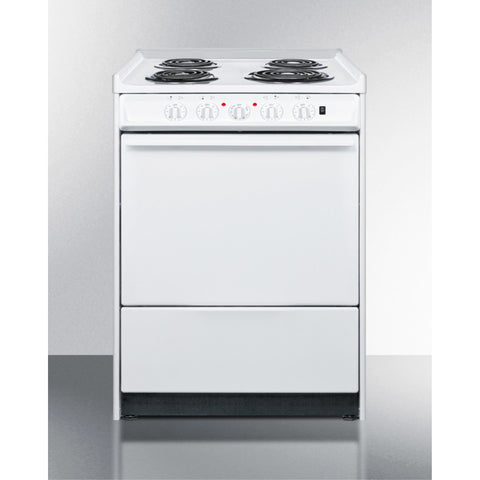Accucold 24" Wide Slide-in Style Electric Coil Top Range in White with Oven Window (Model WEM610W)