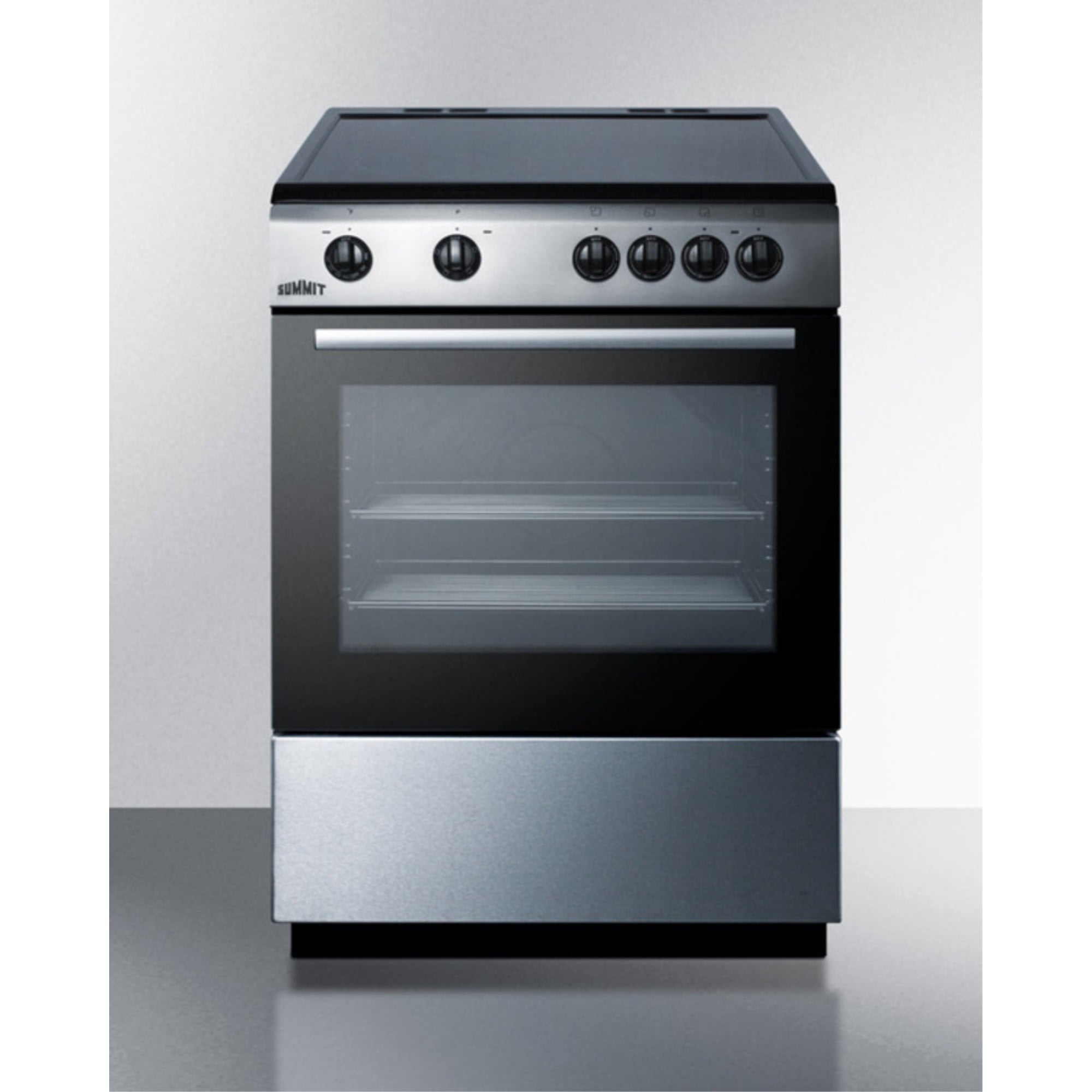 24" wide smooth-top electric range in stainless steel
