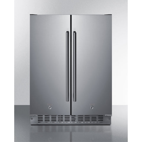 Accucold 24" Wide Undercounter Frost-free Side-by-side Refrigerator-freezer in Stainless Steel with Locks, Stainless