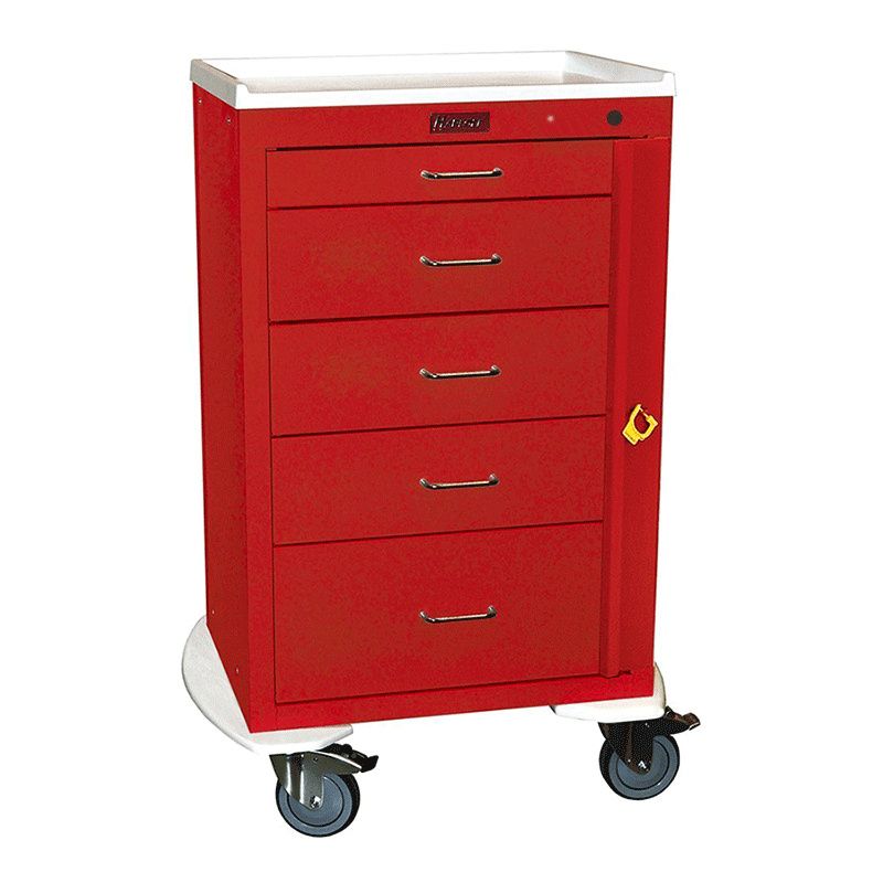 Harloff Mini24 5 Drawer Cart (Short Cabinet) with Breakaway Lock, 100 Breakaway Seals. 3-3", 1-6", 1-9" Drawers 3"