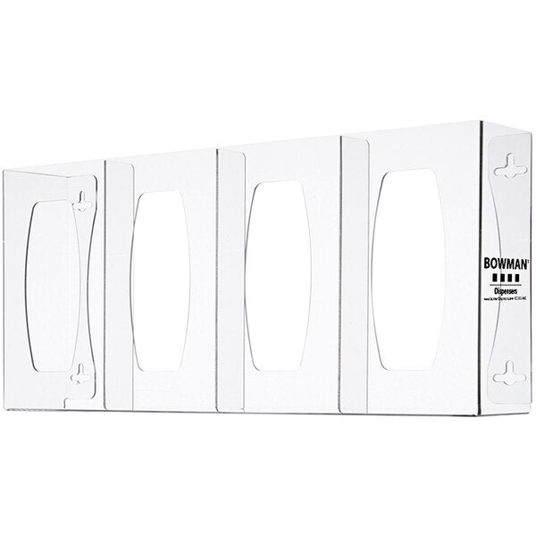 Glove Box Dispenser Quad Divided Side-Load Clear PETG