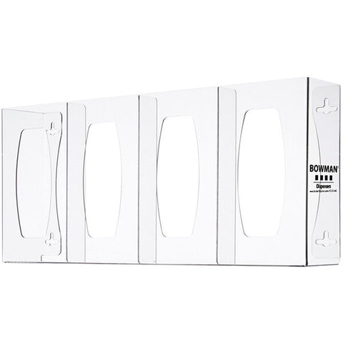 Glove Box Dispenser Quad Divided Side-Load Clear PETG