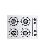 Accucold 24" Wide Open Burner Gas Cooktop in White with Battery Start Ignition