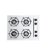 Accucold 24" Wide Open Burner Gas Cooktop in White with Battery Start Ignition