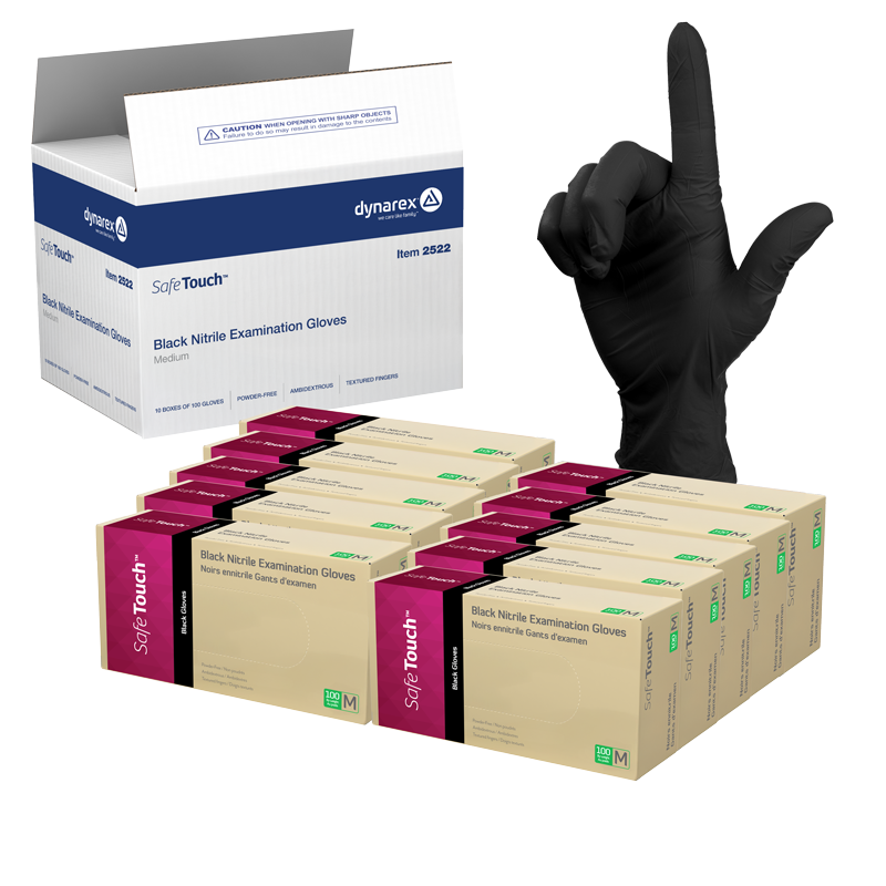 Safe-Touch Black Nitrile Exam Gloves Code: 2522