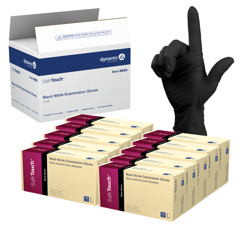 Safe-Touch Black Nitrile Exam Gloves Code: 2523