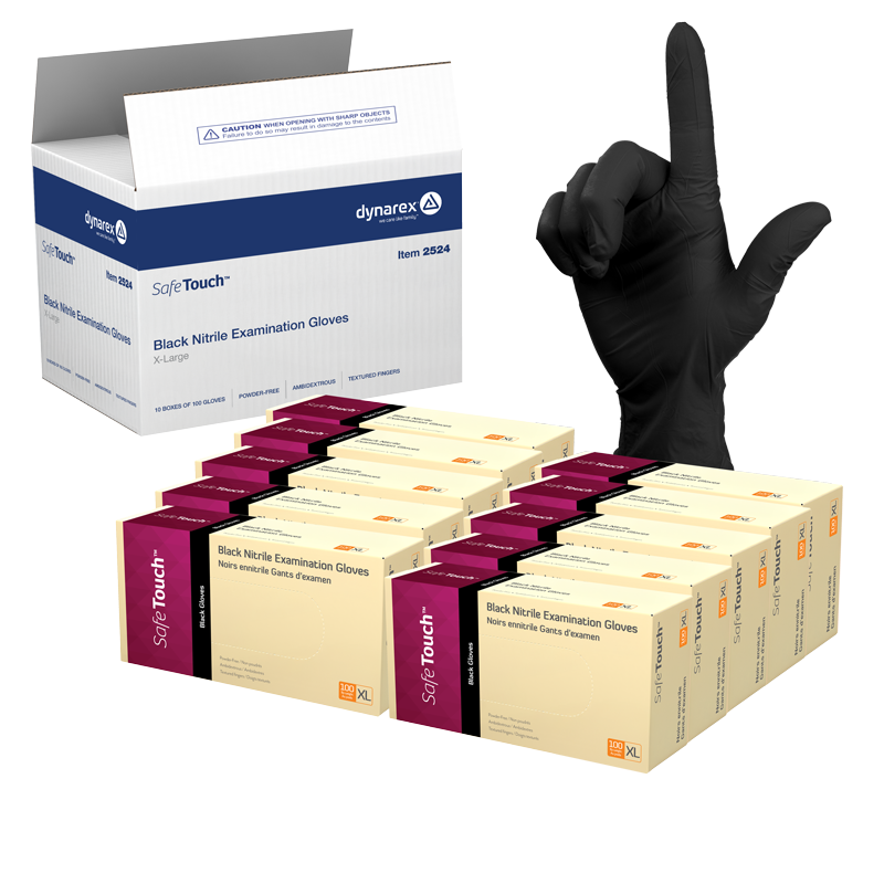 Safe-Touch Black Nitrile Exam Gloves Code: 2524 Main image