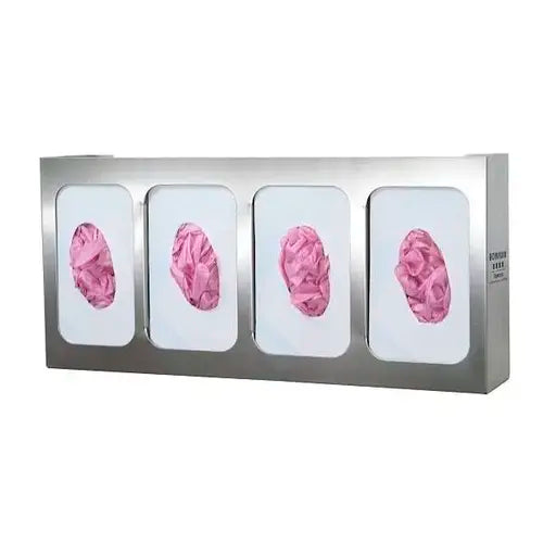 Glove Box Dispenser Quad Divided Vert/Horiz Stainless Steel