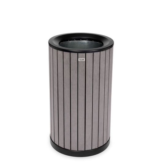 Rain Bonnet Lid for Round, 32-Gallon Outdoor Trash Container with Slatted Recycled Plastic Panels
