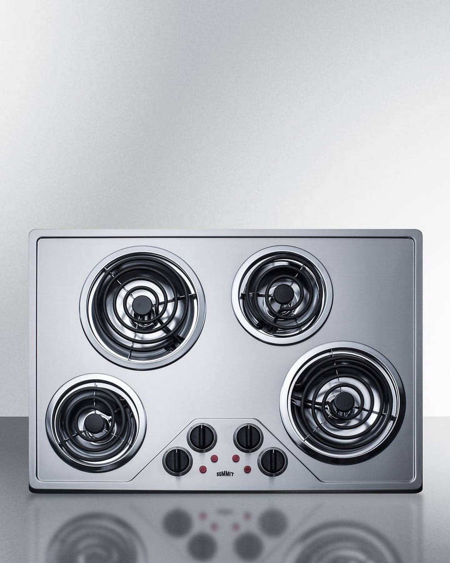 30" wide 230V electric cooktop with four coil elements and stainless steel finish Main image