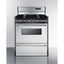 30" wide gas range in stainless steel, open burners and clock/timer on high backguard