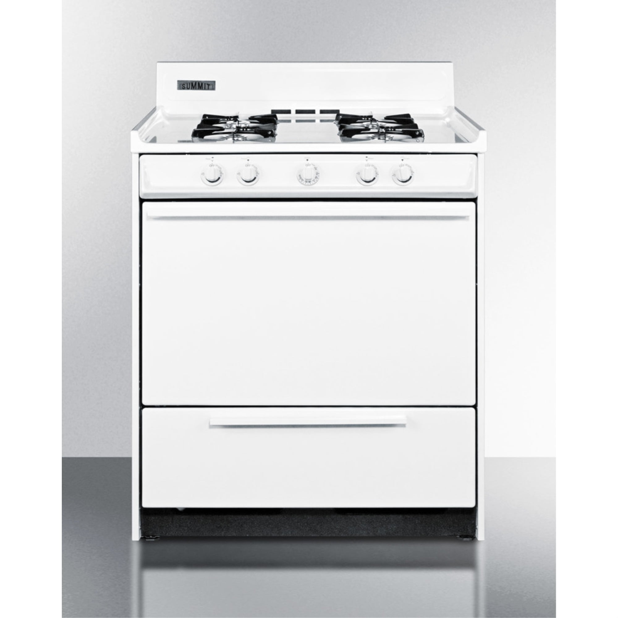 30" Wide Gas Range in White with Open Burners and Battery-start Ignition Main image