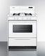 24" wide gas range in white with open burners and spark ignition