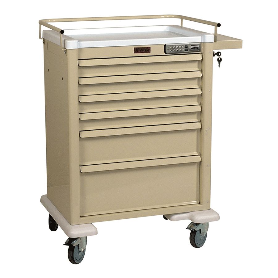 Harloff Aluminum Universal Cart, 6 Drawer, 4-3", 1-6", and 1-9", Wireless Electronic Lock w/ Proximity Badge Reader