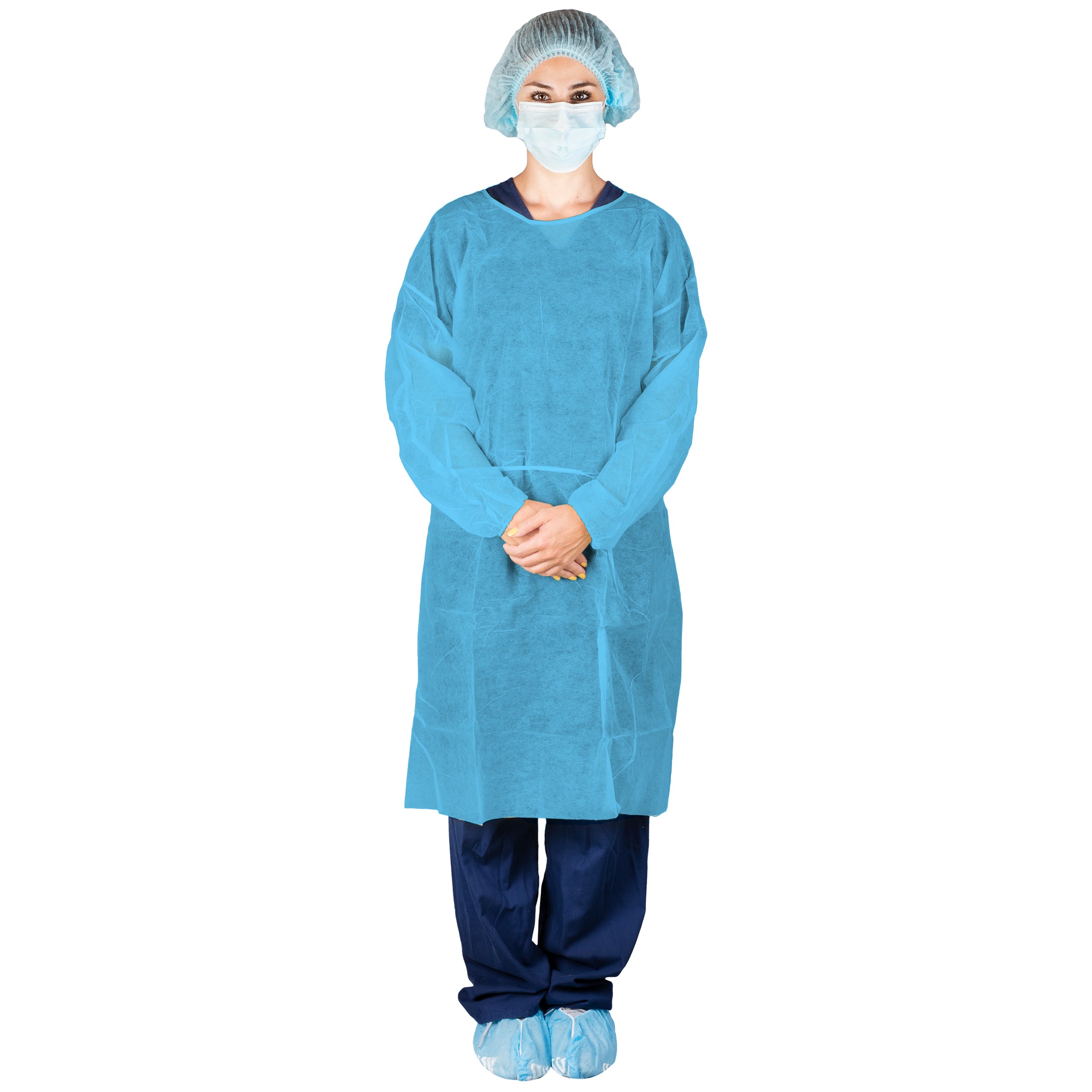 Poly Coated Isolation Gown, Blue Main image