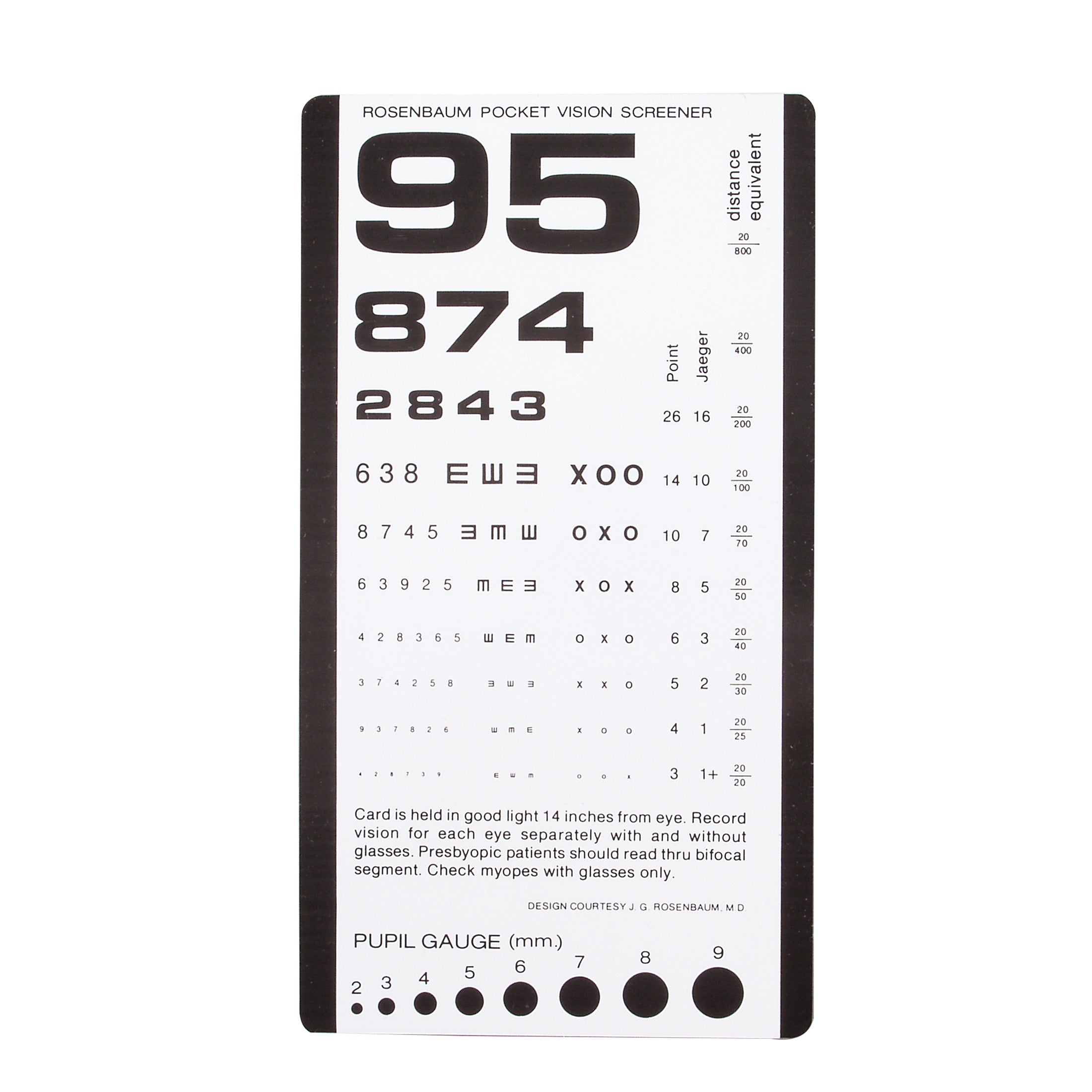 Plastic Pocket Eye Test Chart Main image