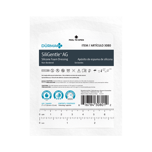 SiliGentle AG Silver Silicone Foam Dressing