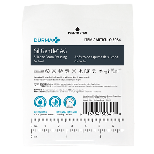 Dynarex SiliGentleAG - Silver Silicone Bordered Foam