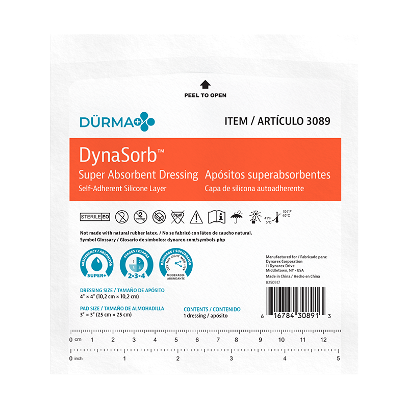 DynaSorb - Super Absorbent Dressing Self-Adhering 4" x 4"