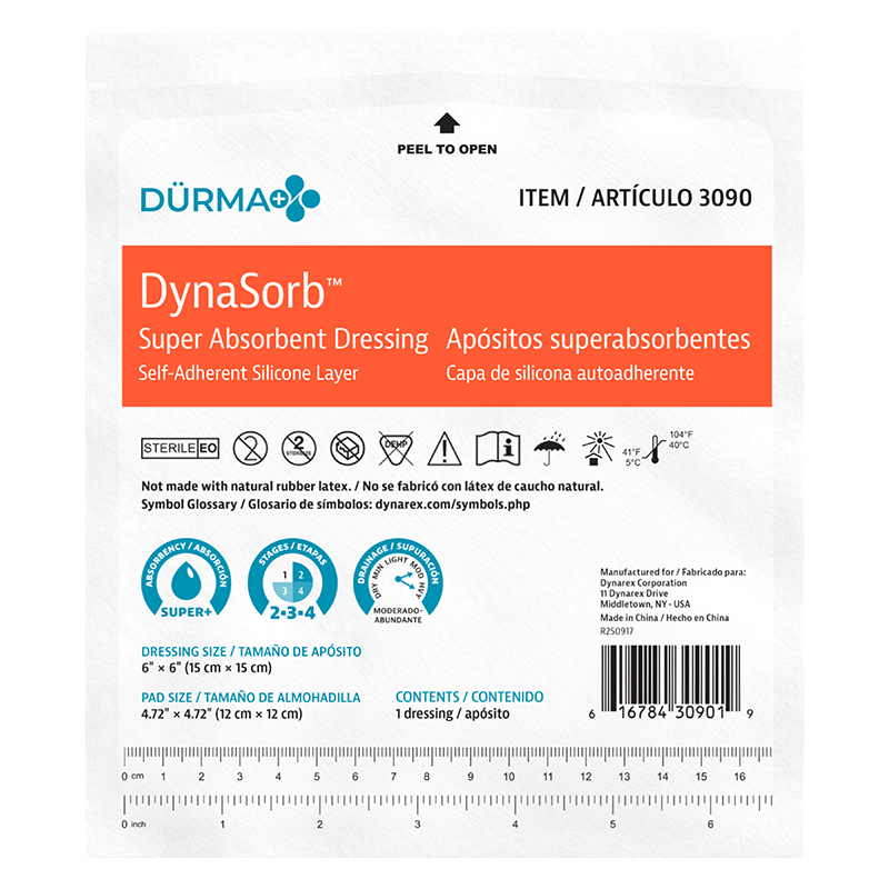 DynaSorb - Super Absorbent Dressing Self-Adherent 6" x 6"