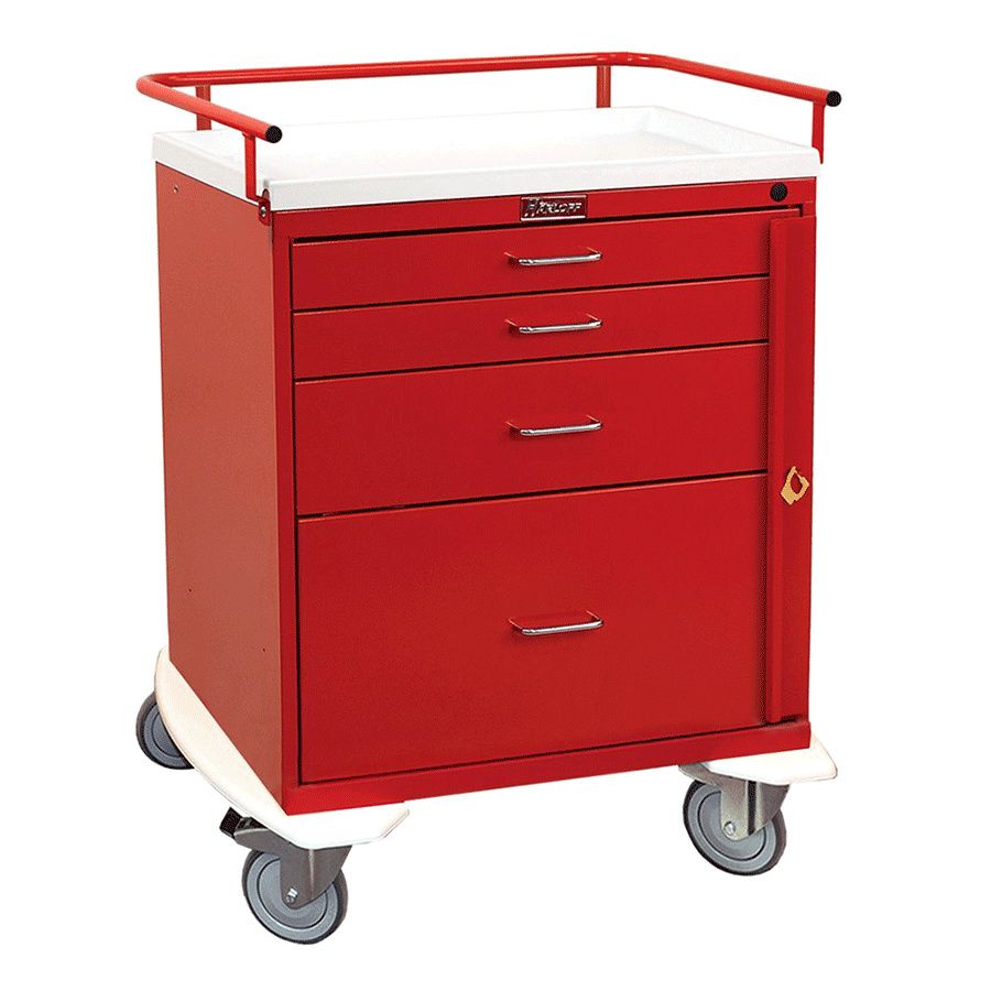Harloff 4 Drawer Emergency Cart (Tall Cabinet), Standard Package, with Breakaway Lock, 100 Breakaway Seals. 1-3", 1-6",