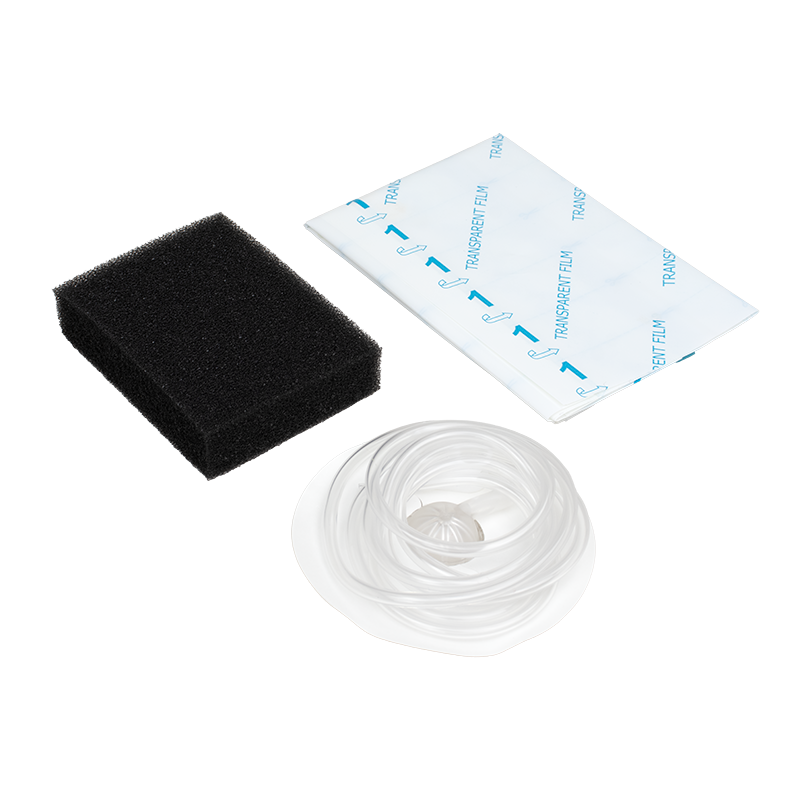 Small Foam Dressing Kit (4" x 2" foam), Suction bell w/ tubing, drape
