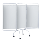 White Vinyl — Privess™ Basic 3 Panel Steel Frame Folding Screen - White Vinyl - folded