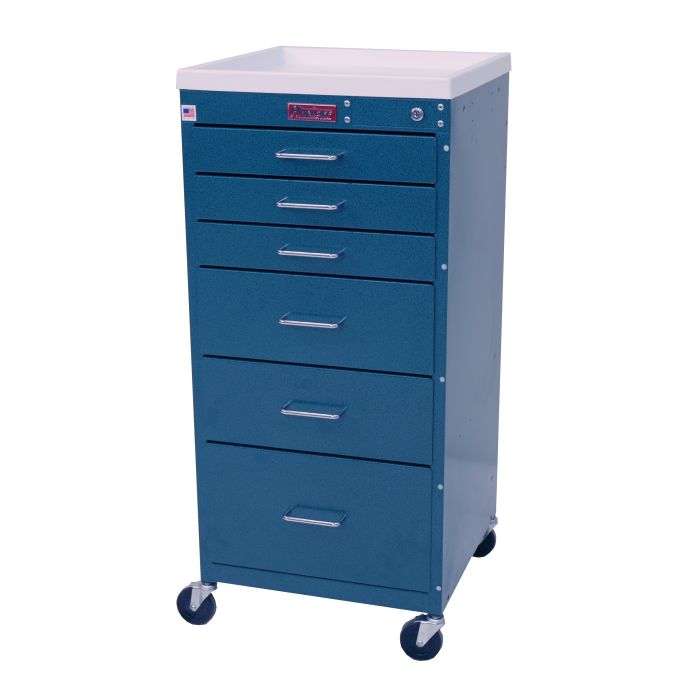 Mini Line 6 Drawer Key Locking Cart (Tall Cabinet); 3-3", 2-6", 1-9" Drawers and Accessory Package: 2-Tier Raised Back R Main image