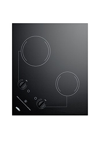 115V 2-burner radiant cooktop with smooth black ceramic glass surface and preinstalled cord