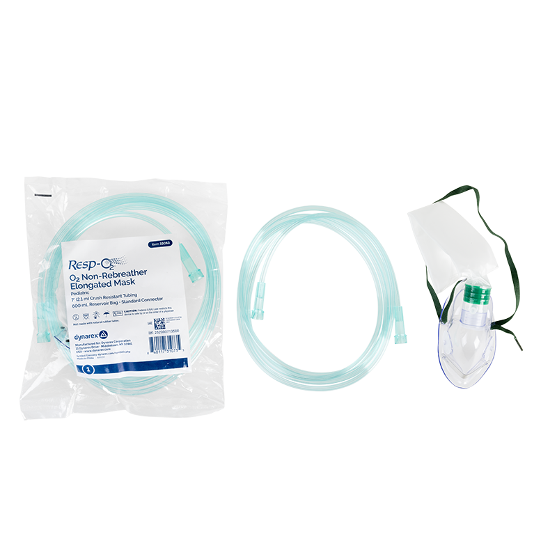 Dynarex Non-Rebreather Elongated Mask w/ 7' (2.1 m) tubing, 600 ml R