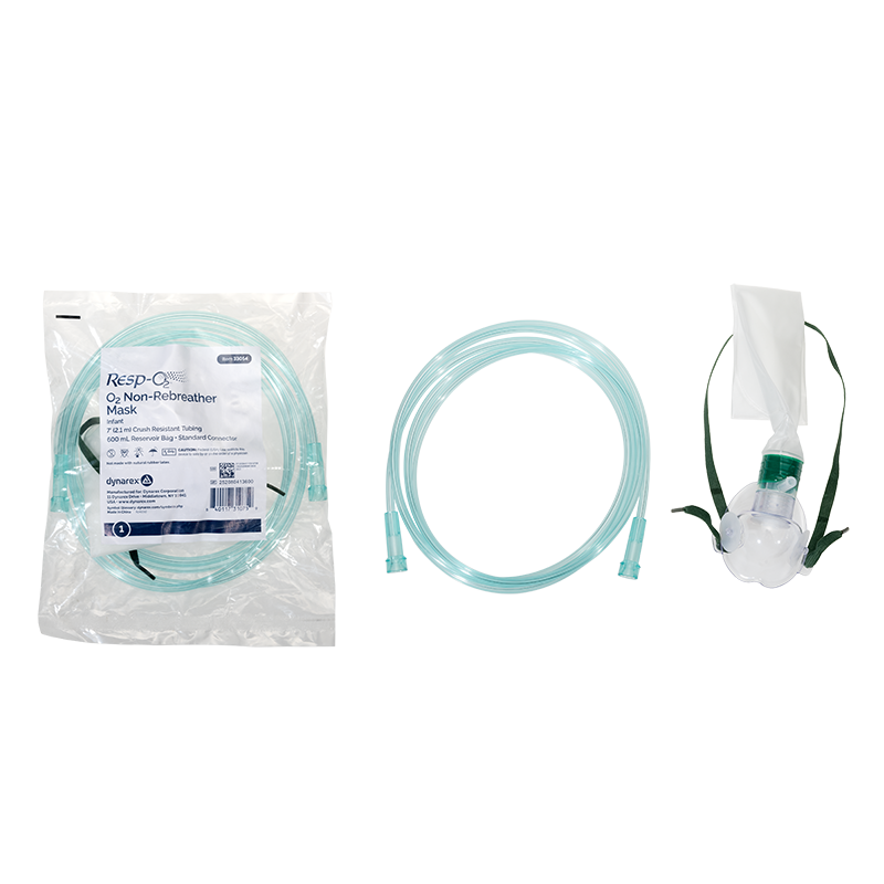 Dynarex Non-Rebreather Standard Mask w/ 7' (2.1 m) tubing, 600 ml Re